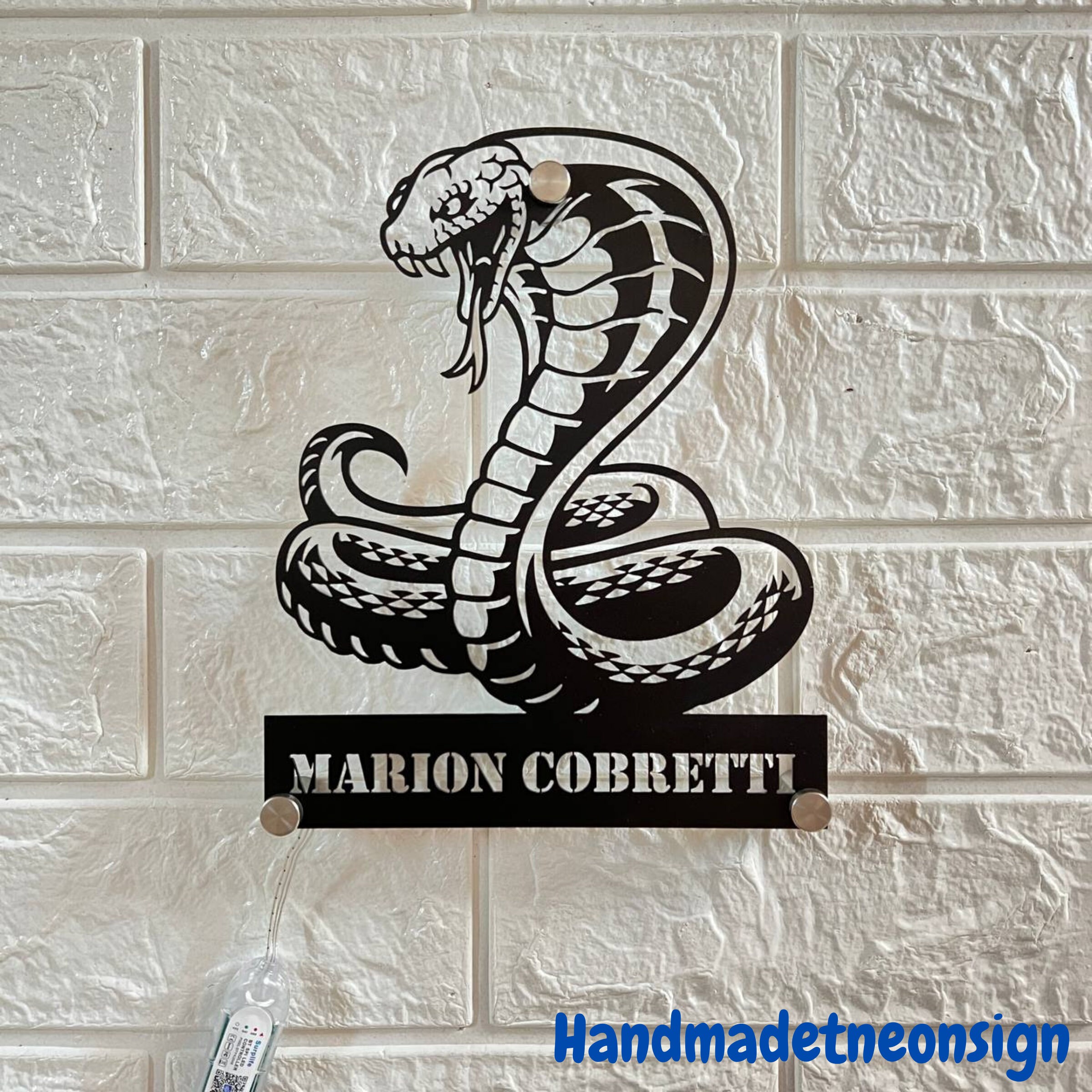 Led Snak Sign Custom Snake Metal Wall Art LED Light - Personalized Snake Name Sign ...