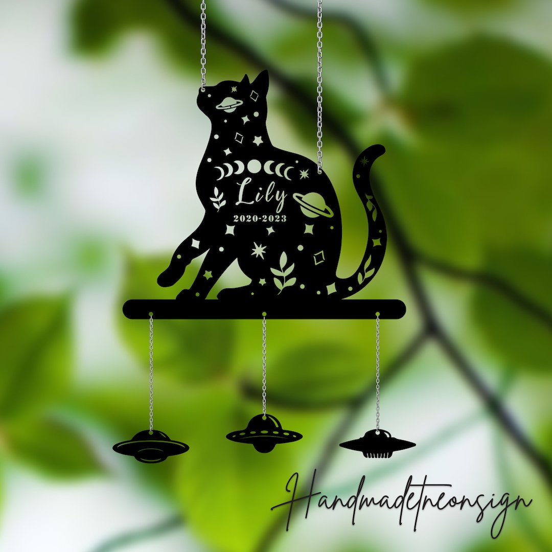 Custom Metal Galaxy Cat Wind Chime Personalized Metal Galaxy Etsy