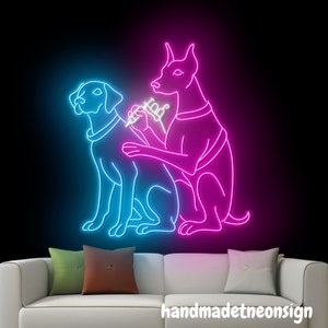 Tatuagem de Doberman em um letreiro de neon dálmata, letreiro de led Doberman, luz de neon dálmata, luz de tatuagem, arte de parede para quarto de cachorro, decoração de parede para casa de animal de estimação