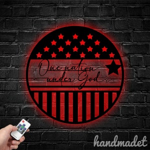 Custom Patriotic Welcome Metal Wall Art LED Light, USA Flag Metal Sign Wall Decor, Patriotic Metal Light, Home Metal Sign Wall Light Decor