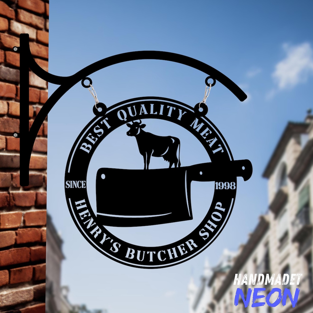 Personalized Butcher Shop Hanging Sign, Custom Outdoor Meat Market ...
