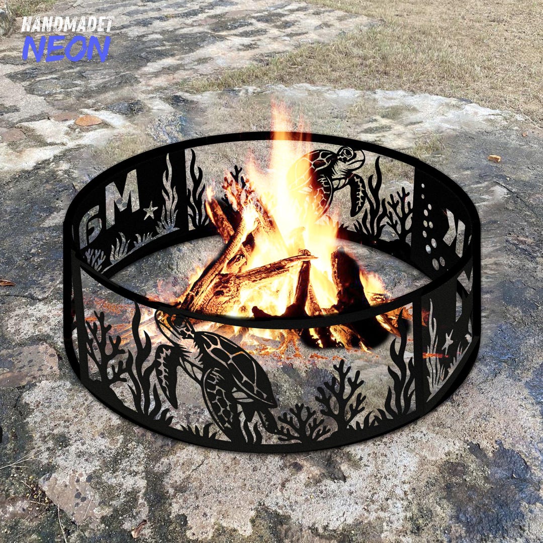 Sea Turtle Fire Ring: Rustic Steel Camping Patio Decor - Etsy