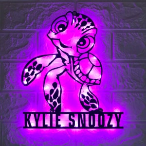 Custom Squirt Sea Turtle Metal Wall Art LED Light - Personalized Marine Turtle Name Sign Home Decor - Pet Animal Wall Art - Home Room Decor