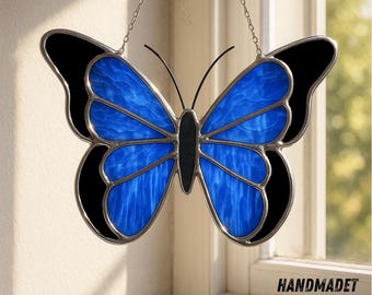 Butterfly Stained Glass, Handmade Colorful Window Suncatcher, Glass Hanging Butterfly Decoration, Unique Nature Inspired Home Decor