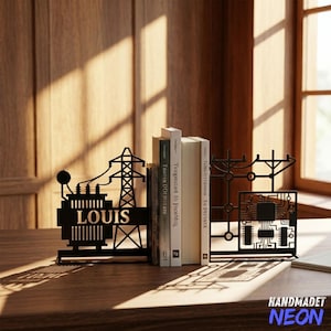 Custom Electrical Engineer Metal Bookends, Electric Circuit Home Decor, Office Bookshelf Decor