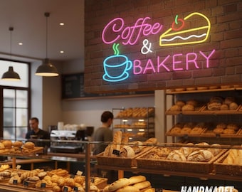 Neonreclame koffie en bakkerij voor decoratie dessertwinkel, ledverlichting caféwinkel, neonbord op maat, muurdecoratie cakewinkel