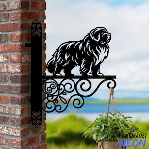 Personalized Newfoundland Dog Hanging Bracket, Dog Hanging Basket Bracket, Dog Hanging Bracket For Garden, Pet Metal Sign Garden Decor
