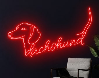 Dackel Liebhaber Neon Schild, Liebe Dackel Neonlicht, Dackel Hund LED-Licht, Haustier LED-Schild, Tierhund Wand Dekor, Kinderzimmer Neonlicht