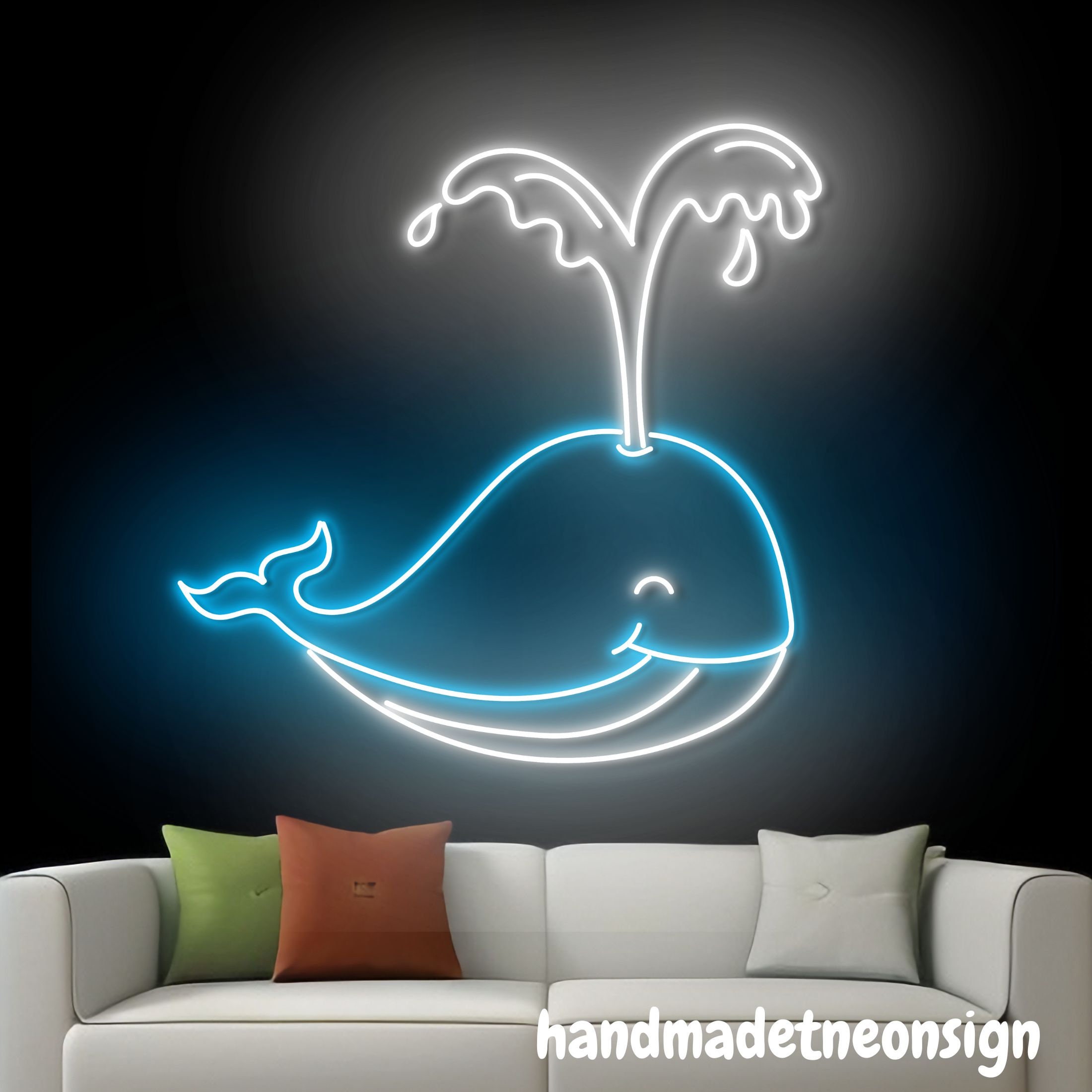 クジラのネオンサイン、クジラの LED サイン、かわいいクジラのネオン