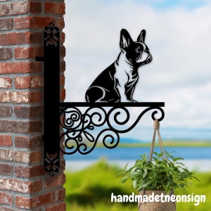Personalized French Bulldog Dog Hanging Bracket, Bulldog Dog Hanging Basket Bracket, Dog Hanging Bracket For Garden, Metal Sign Garden Decor
