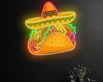 Tacos Neon Sign, Custom LED Wall Light For Mexican Restaurant Or Bar, Kitchen Wall Decor, Bright Decor And Gift For Taco Lovers