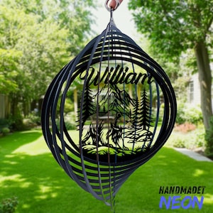 Personalized Bear Metal Wind Spinner, Custom Bear Wind Spinner with Name, Bear Metal Spinner, Gift for Bear Lover, Cabin Yard Art