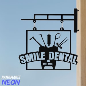Custom Dental Office Metal Hanging Sign: Personalized Dentist Plaque