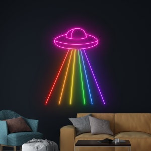 Rainbow UFO LGBT Neon Sign, Pride Led Sign, Lgbt Neon Light, LGBT Pride Neon Sign, Custom Neon Sign, Room Couple Light Decor, Best Gifts