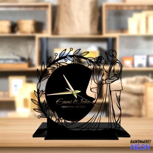 Custom Wedding Tabletop Metal Clock, Anniversary Desktop Clock, Couple Name Desk Circle Clock, Clock Bookshelf Decor, Clock Home Decor