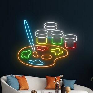Art Gallery Led Sign, Palette Neon Light, Paintbrush Neon Sign, Studio ...