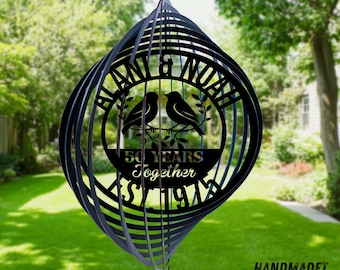 Personalized 50th Wedding Anniversary  Metal Wind Spinner - Custom Couple Name Wind Spinner, Anniversary Gift for Wife Husband