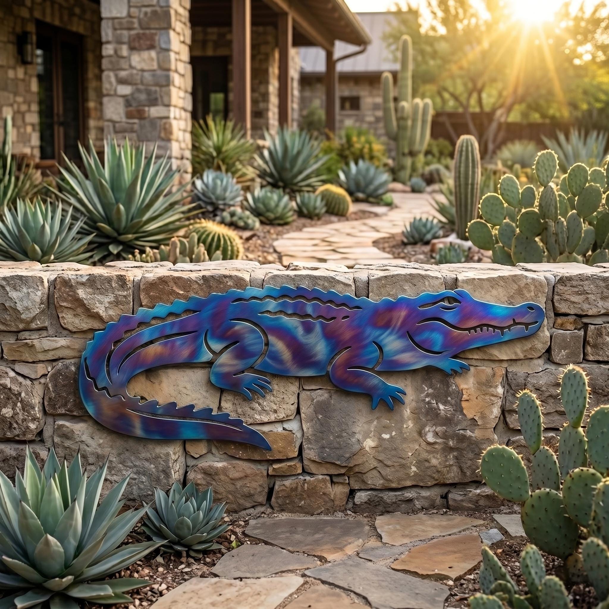Alligator Fire Roasted Metal Wall Art, Crocodile Swamp Metal Sign Decor ...