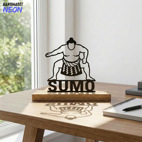 Custom Sumo Wrestler Metal Name Sign, Japan Sumo Metal Art with Wood Base, Wrestling Club Desk Decor