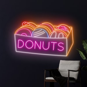 Donut Box Neon Light, Donut Neon Sign, Donut Led Light, Bakery Led Sign, Bake Baking Room Wall Decor, Cake Baker Neon Light