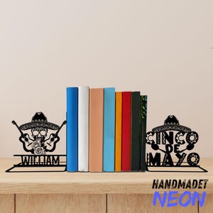 Custom Cinco De Mayo Bookends, Mexico Book Ends, Mexico Bookshelf Home Decor, Book Lover Gift, Mexico Metal Bookend, Book Shelf Decor