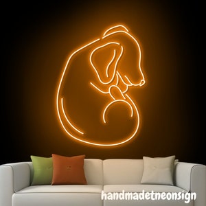 Sinal de parede de néon do cão dachshund, sinal de parede conduzido do amante do cão, luz de parede de néon animal, luz de parede conduzida do cão, sinal de parede do animal de estimação, decoração do quarto de casa