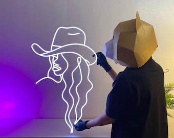 Cowgirl Neonschild, Cowgirl Neonlicht, Cowgirl LED-Schild, Cowgirl LED-Licht, Cowgirl-Wandschild, Cowgirl-Wand-Kunst-Dekor, Cowboy-Mädchen Neonschild