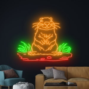 Groundhog Neon Sign, Macmot Led Sign, Marmota Monax Led Light, Groundhog Neon Light, Nursery Home Room Wall Decor, Animal Neon Light