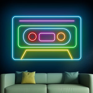 Kassette Neon Wandschild, Tonbandgerät LED Wandschild, Musik Neon Wandleuchte, Retro LED Wandleuchte, Unterhaltungsgeschäft Laden Dekor