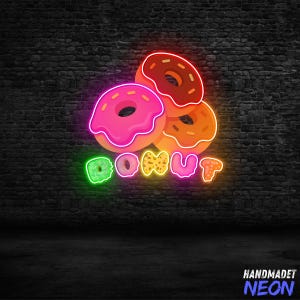 Donut Neon Sign, LED Wall Light for Bakery, Dessert Shop or Cafe Decor, Neon Donut Art Display, Donut Led Wall Light