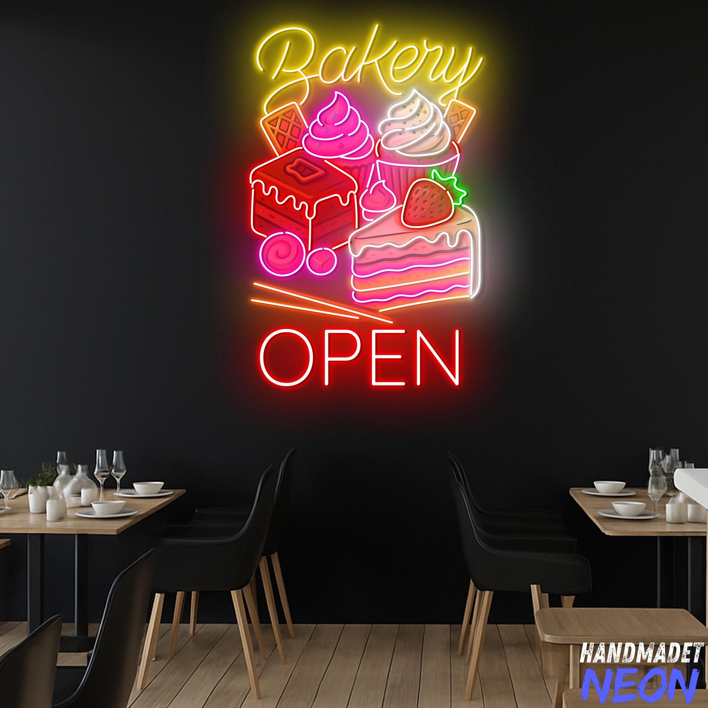 Bakery Open Neon Sign, Bakery Led Light, Custom Neon Sign, Dessert Shop ...