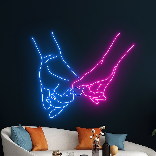 Holding Hands Neon Sign, Promise Hands Neon Light, Romance Hands Led Light, Couple Hands Led Sign, Wedding Event Party Bedroom Wall Decor