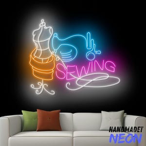 Sewing Machine Neon Sign, Sewing Led Sign, Tailor Led Light, Clothes Neon Light, Clothing Store Shop Wall Art, Tailor House Wall Decor