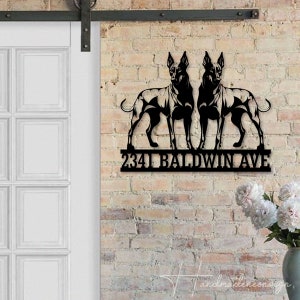 Personalized Doberman House Number, Doberman Dog Home Number Metal Wall Sign, Animal Outdoor House Address Sign Decor, Home Address Sign