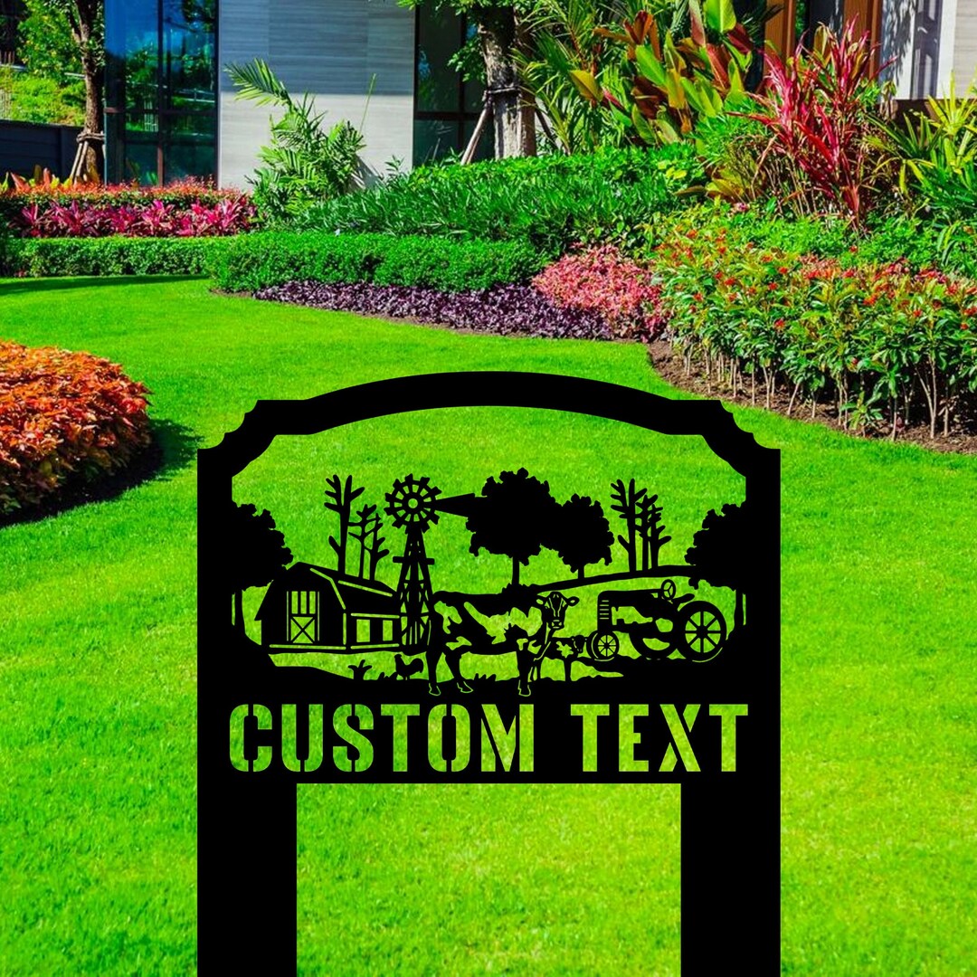 Custom Outdoor Farm Cow Metal Sign With Stakes Personalized Outdoor Farm Cow Metal Name Sign