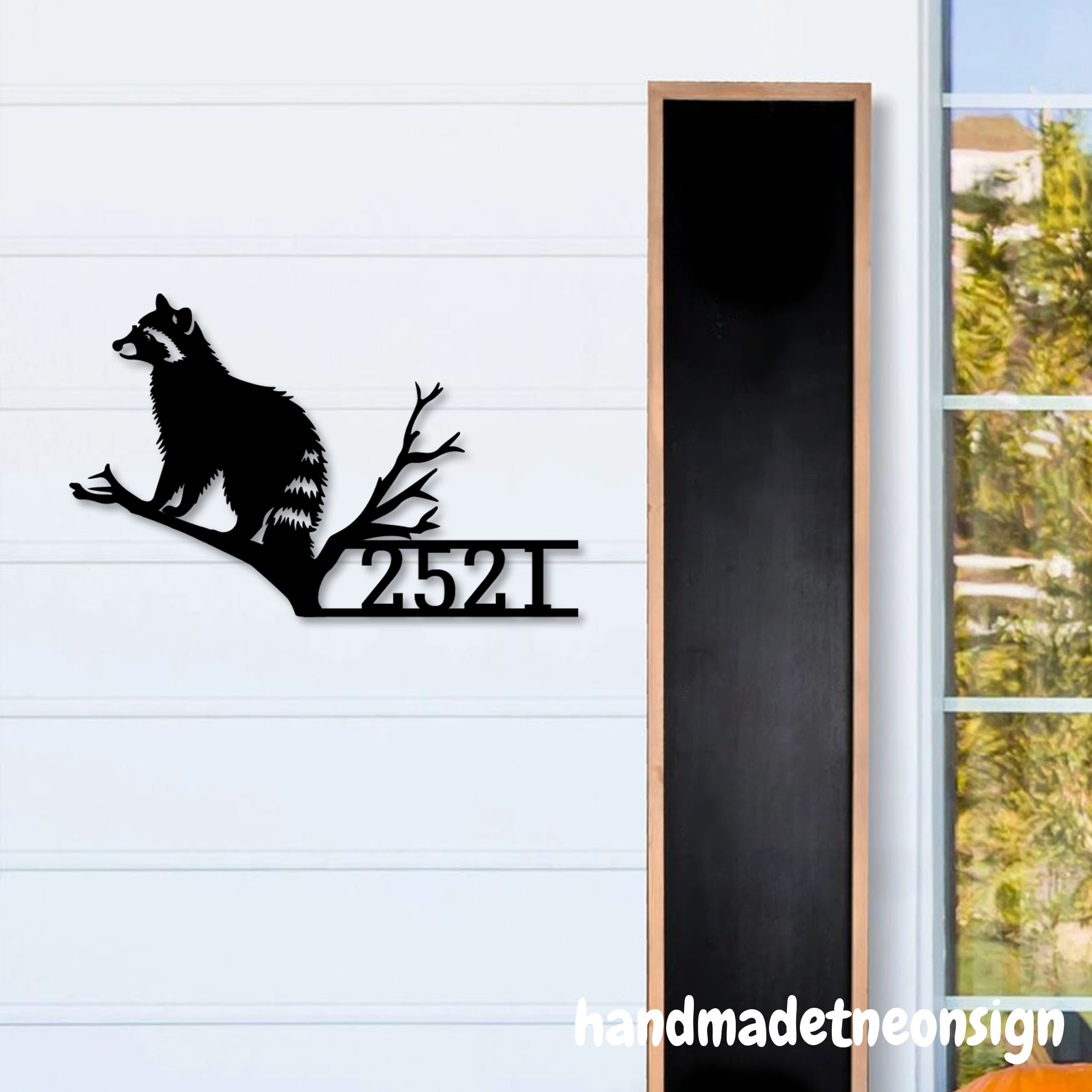 Personalized Raccoon House Number, Raccoon Home Number Metal Wall Sign ...