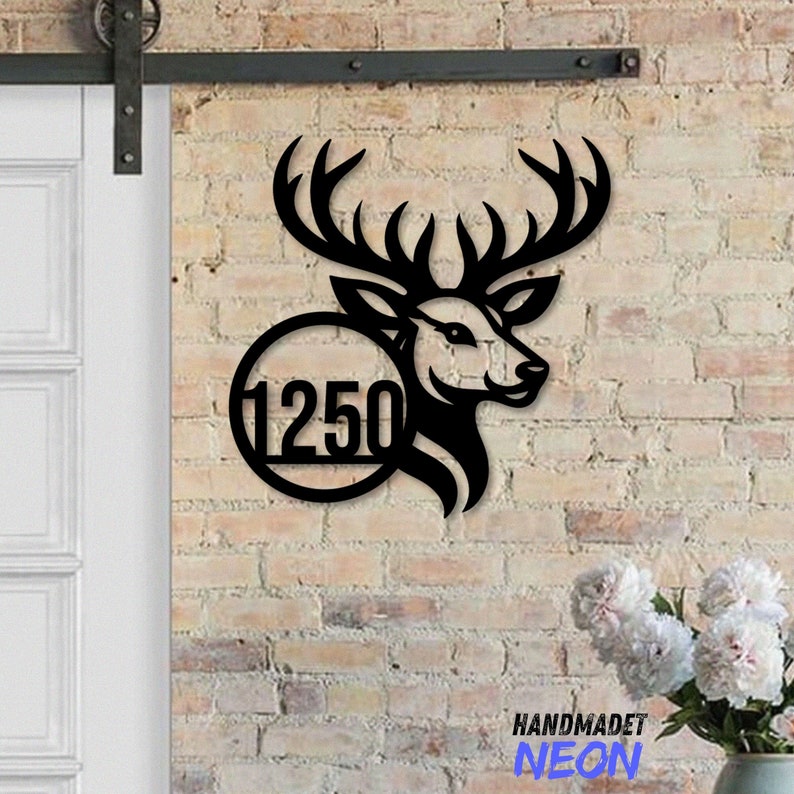 Personalized Deer House Number, Deer Head Home Number Metal Wall Sign