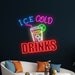 Ice Cold Drinks Neon Sign, Ice Cold Led Light, Cocktail Glass Led Sign ...