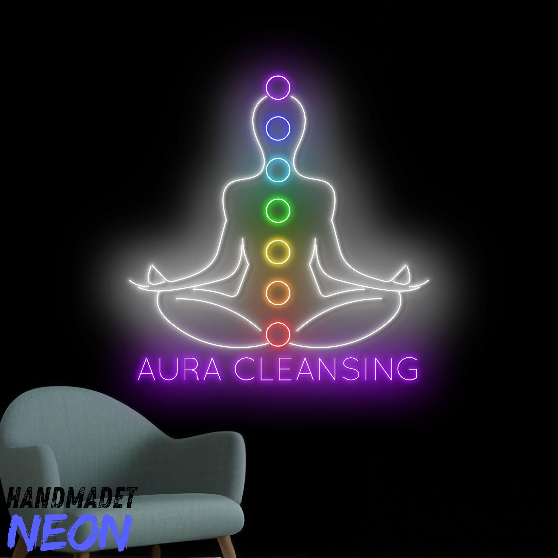 Aura Cleansing Neon Sign, Aura Clean Led Sign, Isha Yoga Neon Light, Meditation Led Light, Vipassana Wall Art, Mindfulness Home Wall Decor