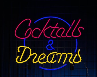 Cocktails & Dreams Led Sign, Cocktails and Dreams Led Sign, Wall Decor, Bar Neon Sig, Custom Neon Sign, Pub Led Sign, Cocktails and Dreams