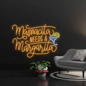 Mamacita Needs A Margarita Led Sign, Mamacita Needs A Margarita Led Lights, Margarita Cocktail Neon Sign, Custom Neon Sign, Margarita Sign