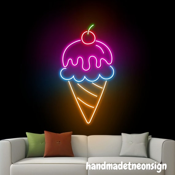 Ice Cream Neon Sign, Ice Cream Cone Led Sign, Ice Cream Neon Light