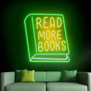Read More Books Neon Wall Sign, Bookish Led Wall Light, Bookworm Led Wall Sign, Read Book Neon Wall Light, Store Shop Decor