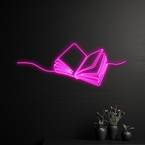 Book Neon Light, Book Neon Sign, Open Page Led Light, Bookish Led Sign, Reading Club Wall Room Decor, Reader Neon Light, Read Book Led Light