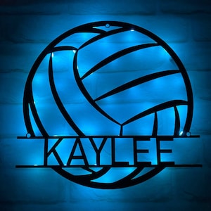 Custom Volleyball Metal Wall Art With LED Light, Personalized Volleyball Player Name Sign Room Decor, Volleyball Metal Lights, Best Gifts