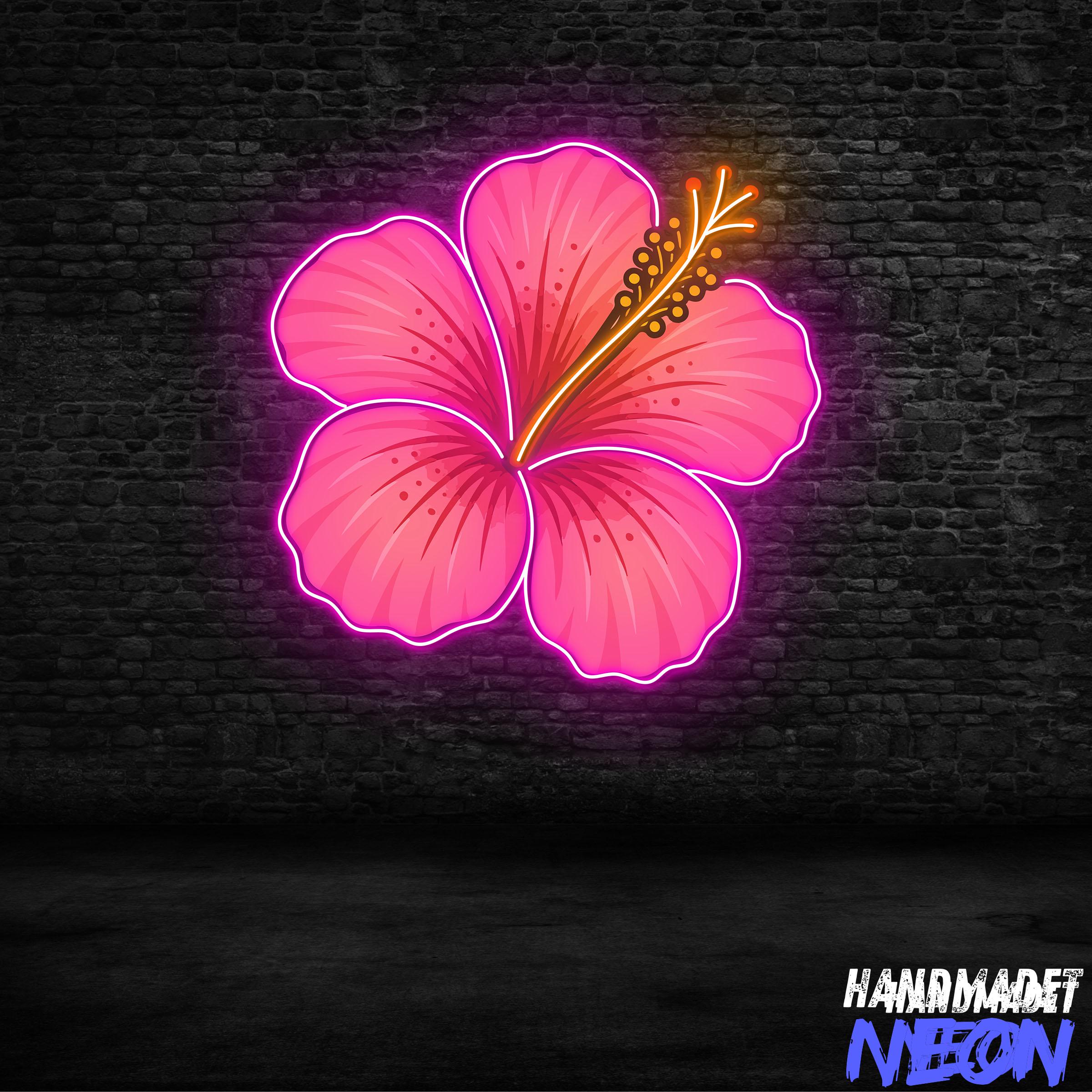 Led Flower Sign Simple Hibiscus Flower Neon Sign, Flower Led Light, Floral Neon Light, Custom ...