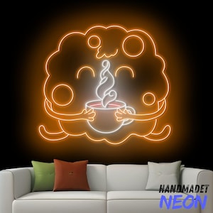 Cookies Holding A Coffee Neon Sign, Cookie Led Sign, Hot Coffee Neon Light, Coffee Cup Led Light, Store Wall Art, Cake Bakery Wall Decor