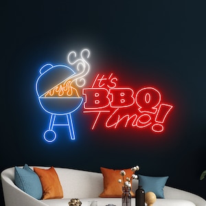 Het is barbecuetijd neonlicht, BBQ-neonbord, barbecue led-licht, grill led-bord, vuurvlees kamer muur decor, restaurant neonlicht