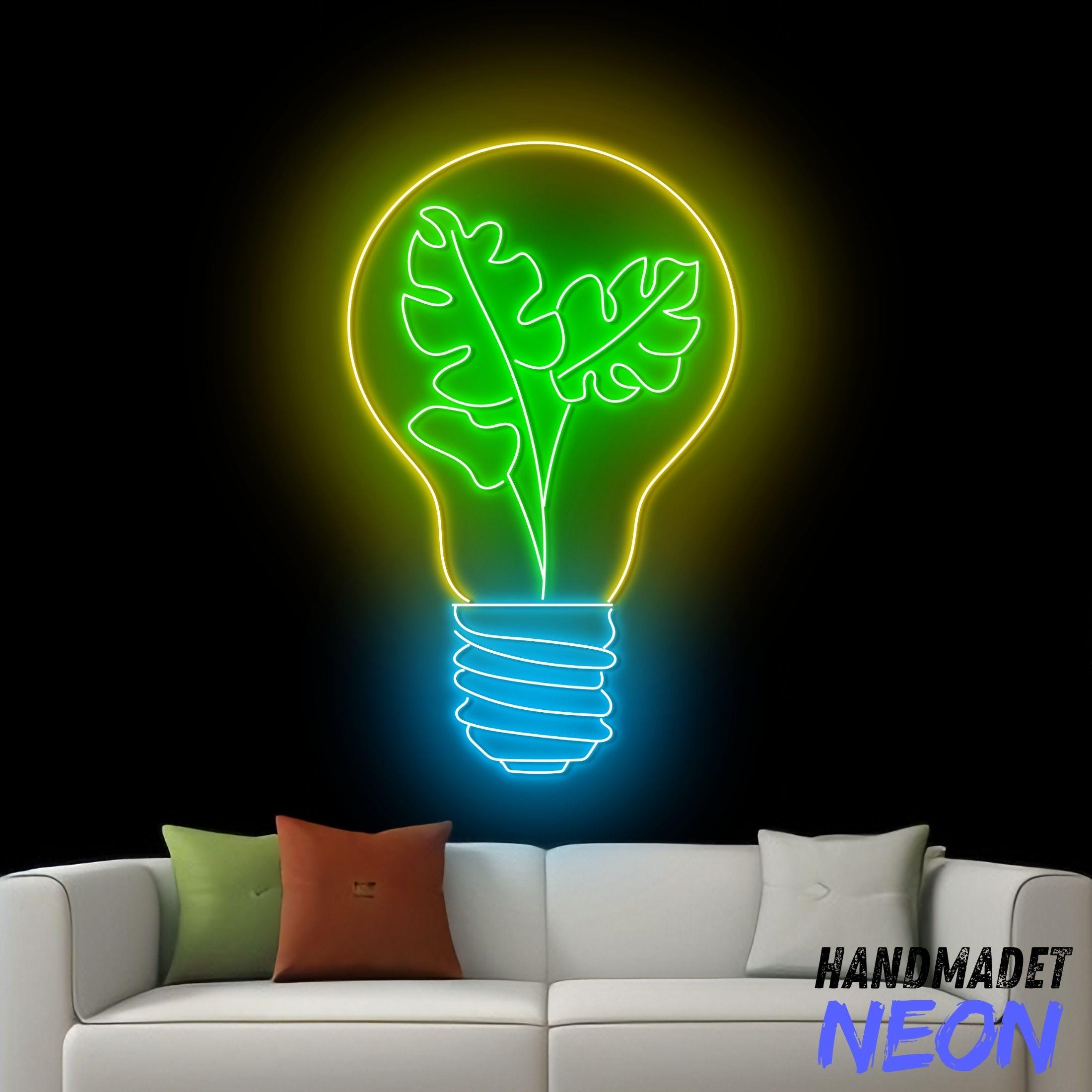 Monstera Light Bulb Neon Sign, Monstera Leaf Led Sign, Light Bulb
