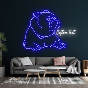 Custom Name Bulldog Led Sign, Custom Name Bulldog Neon Sign, Wall Decor, Bulldog Led Light, Pet Lovers Neon Sign, Nursery Neon Sign Decor